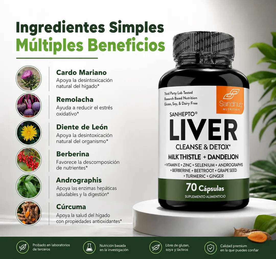 LIVER CLEANSE & DETOX 70 CÁPSULAS 🌿✨ — Fórmula Premium con Cardo Mariano + Diente de León