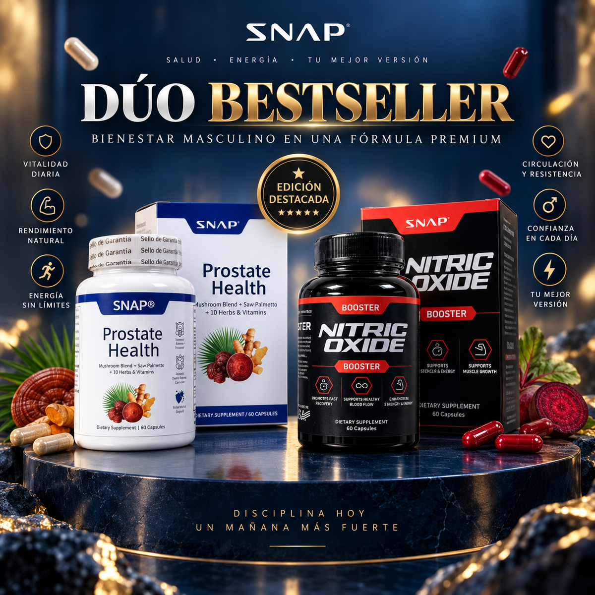 DUO PROSTATE + NITRIC OX™ 💙⚡ APOYO PROSTÁTICO, CIRCULACIÓN Y VITALIDAD MASCULINA — OFERTA ESPECIAL