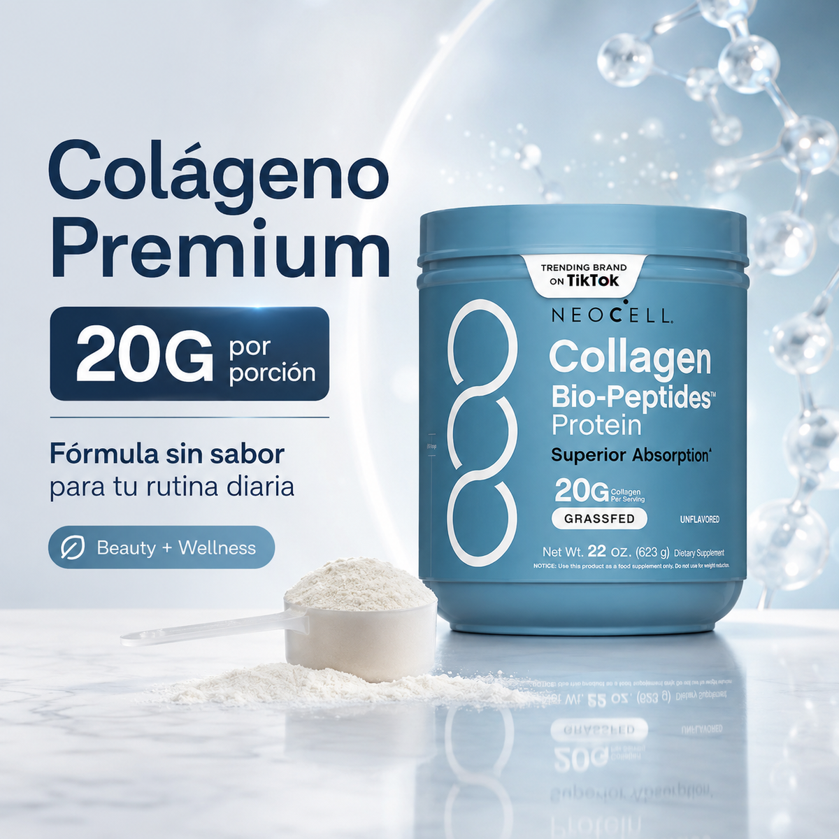 NEOCELL COLLAGEN BIO-PEPTIDES 567G ✨💙 SOPORTE PREMIUM PARA PIEL, CABELLO, UÑAS Y ARTICULACIONES + ENVÍO GRATIS 🚚