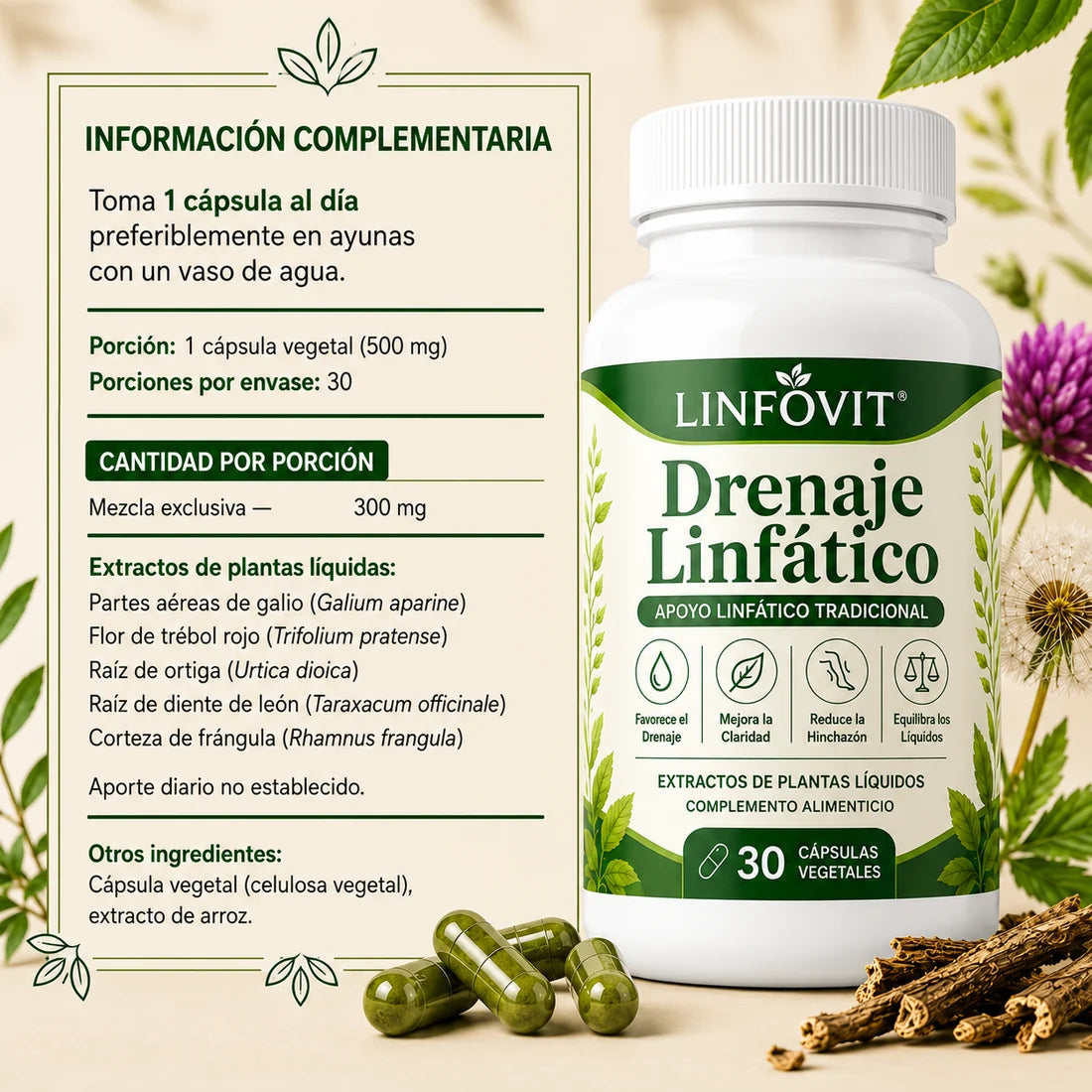 LINFOVIT™ DRENAJE LINFÁTICO X60 – SOPORTE BOTÁNICO PARA SENTIRTE MÁS LIGERA 🌿💧 OFERTA ESPECIAL