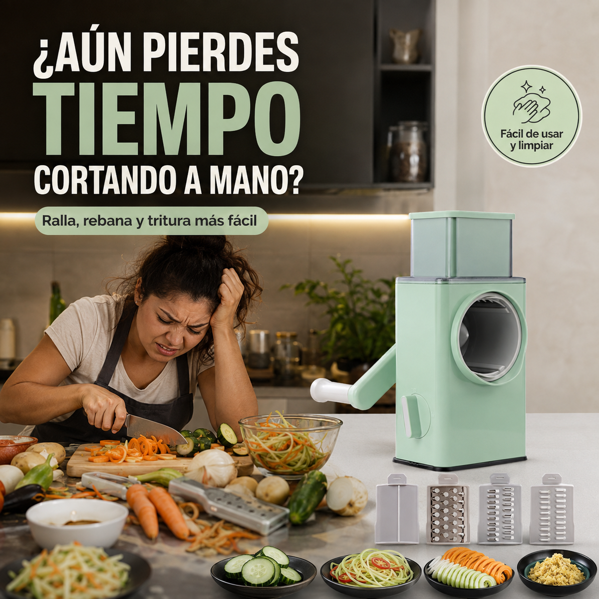 VEGGIECUT™ 3 EN 1 🥕⚡ – CORTA, RALLA Y REBANA VERDURAS EN SEGUNDOS | OFERTA ESPECIAL