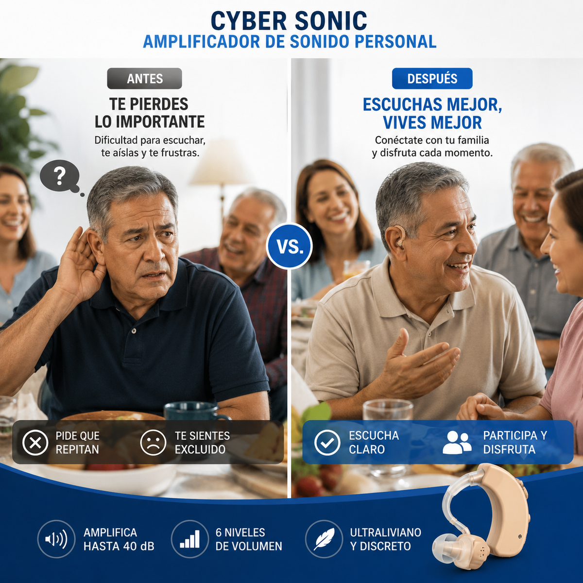 CYBER SONIC™ AMPLIFICADOR DE SONIDO 2UND – VUELVE A SEGUIR CADA CONVERSACIÓN 👂✨
