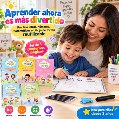 SET LIBROS MÁGICOS x4 – APRENDE, TRAZA Y REPITE ✍️🌈 OFERTA ESPECIAL