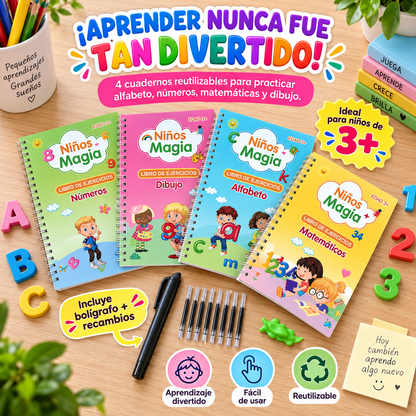 SET LIBROS MÁGICOS x4 – APRENDE, TRAZA Y REPITE ✍️🌈 OFERTA ESPECIAL