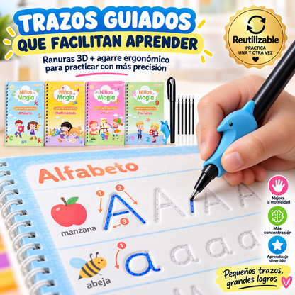 SET LIBROS MÁGICOS x4 – APRENDE, TRAZA Y REPITE ✍️🌈 OFERTA ESPECIAL