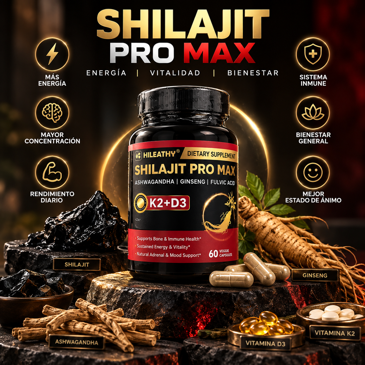 SHILAJIT PRO MAX 5 EN 1™ – ENERGÍA + VITALIDAD DIARIA ⚡🔥 | 60 CÁPSULAS – OFERTA ESPECIAL