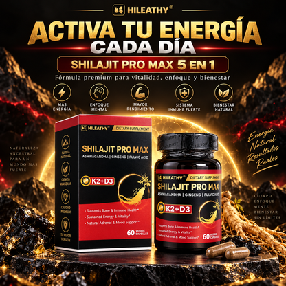 SHILAJIT PRO MAX 5 EN 1™ – ENERGÍA + VITALIDAD DIARIA ⚡🔥 | 60 CÁPSULAS – OFERTA ESPECIAL
