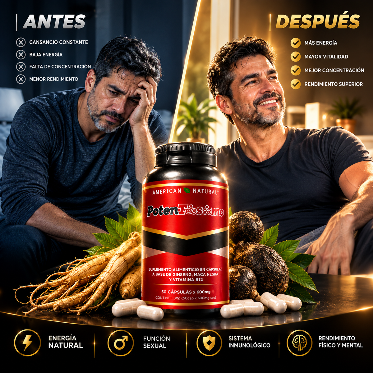 🔥 POTENTÍSIMO 50 CÁPSULAS — ENERGÍA, VITALIDAD Y CONFIANZA 💪⚡