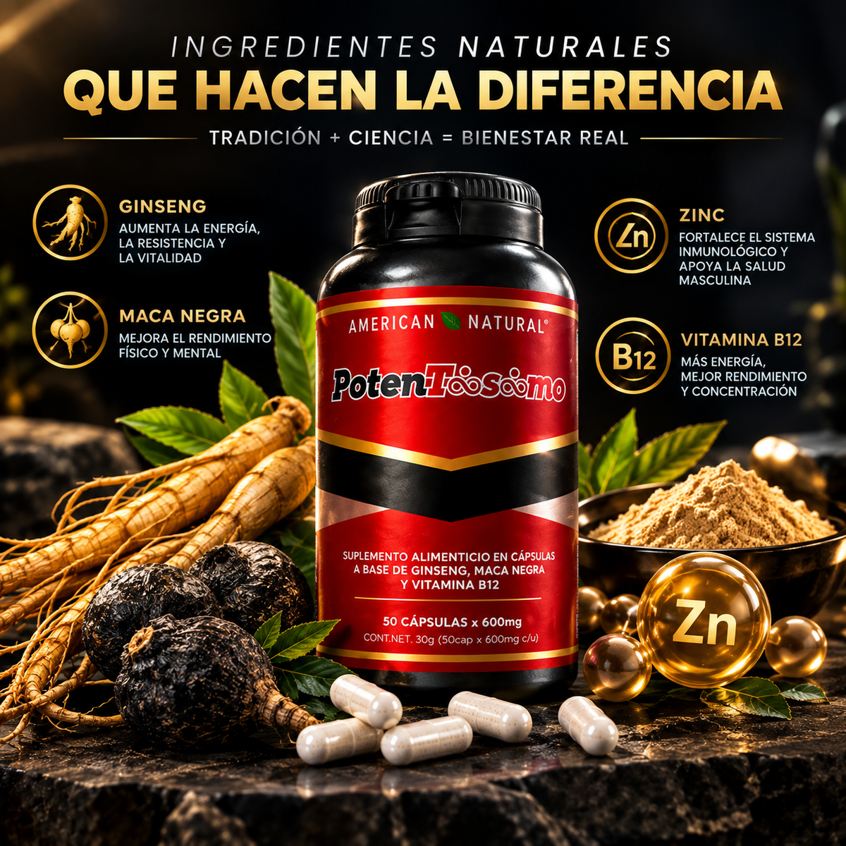 🔥 POTENTÍSIMO 50 CÁPSULAS — ENERGÍA, VITALIDAD Y CONFIANZA 💪⚡