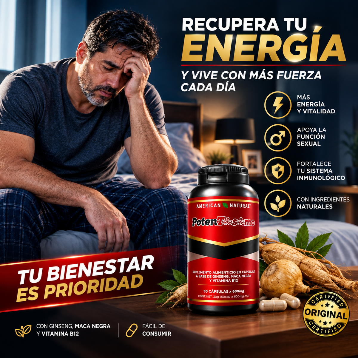 🔥 POTENTÍSIMO 50 CÁPSULAS — ENERGÍA, VITALIDAD Y CONFIANZA 💪⚡