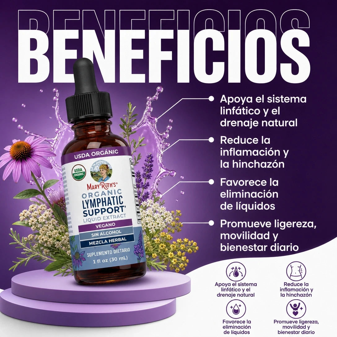 MARYRUTH’S LYMPHATIC SUPPORT 30ML 💧🌿 — Apoyo Linfático Orgánico + 30 Porciones para tu Rutina de Bienestar ✨🔥
