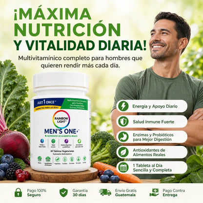 MEN’S ONE+ RAINBOW LIGHT 120 TABLETAS – NUTRICIÓN DIARIA COMPLETA EN 1 TOMA 💪🌿⚡ PACK AHORRO