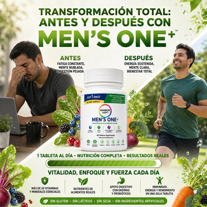 MEN’S ONE+ RAINBOW LIGHT 120 TABLETAS – NUTRICIÓN DIARIA COMPLETA EN 1 TOMA 💪🌿⚡ PACK AHORRO