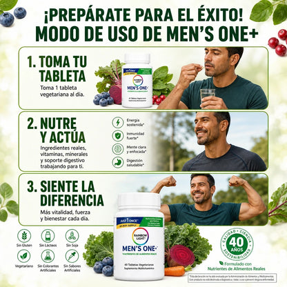 MEN’S ONE+ RAINBOW LIGHT 120 TABLETAS – NUTRICIÓN DIARIA COMPLETA EN 1 TOMA 💪🌿⚡ PACK AHORRO